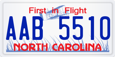 NC license plate AAB5510