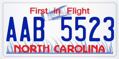 NC license plate AAB5523