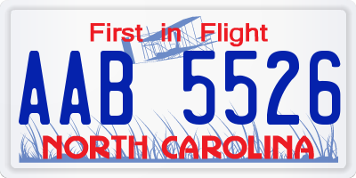 NC license plate AAB5526
