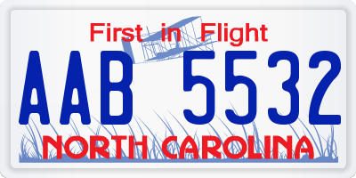 NC license plate AAB5532