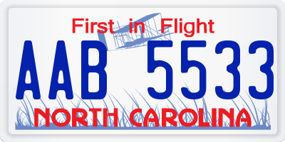 NC license plate AAB5533