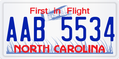 NC license plate AAB5534