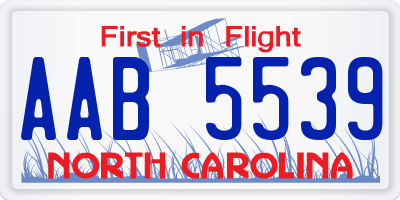 NC license plate AAB5539