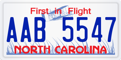 NC license plate AAB5547