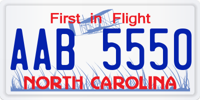 NC license plate AAB5550