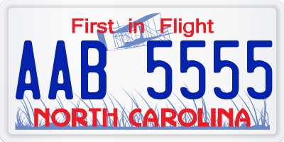 NC license plate AAB5555