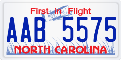 NC license plate AAB5575