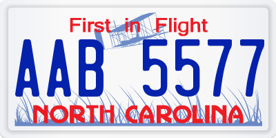 NC license plate AAB5577