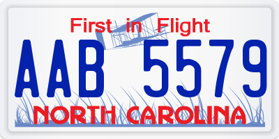 NC license plate AAB5579