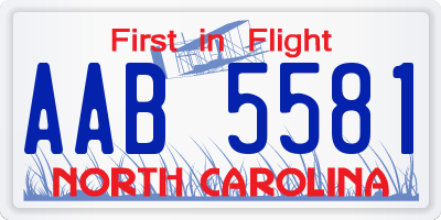 NC license plate AAB5581