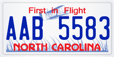 NC license plate AAB5583