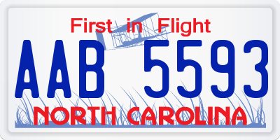 NC license plate AAB5593