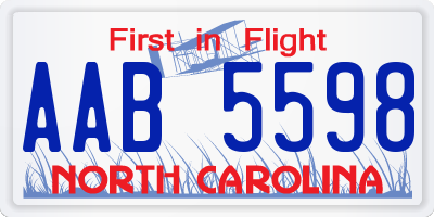 NC license plate AAB5598