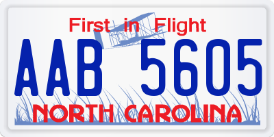NC license plate AAB5605