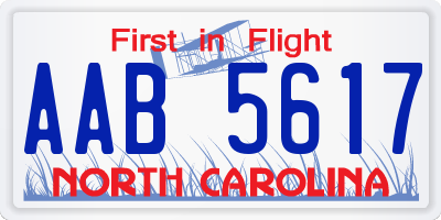 NC license plate AAB5617
