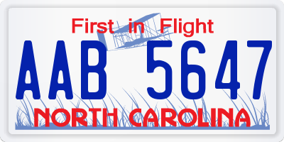 NC license plate AAB5647