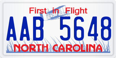 NC license plate AAB5648