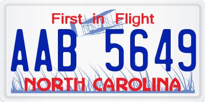 NC license plate AAB5649
