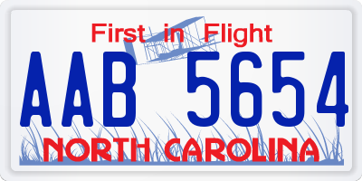 NC license plate AAB5654