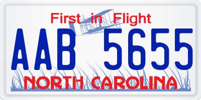 NC license plate AAB5655