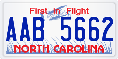 NC license plate AAB5662
