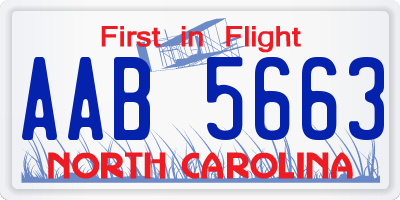 NC license plate AAB5663