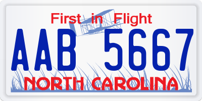 NC license plate AAB5667