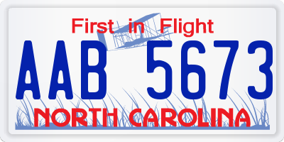 NC license plate AAB5673