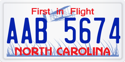 NC license plate AAB5674