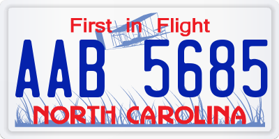NC license plate AAB5685