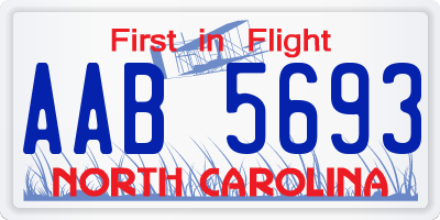 NC license plate AAB5693