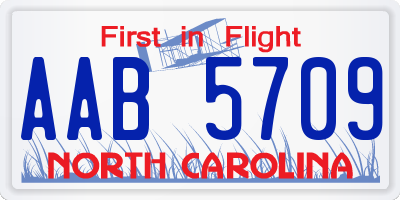 NC license plate AAB5709