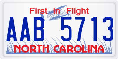 NC license plate AAB5713