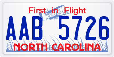 NC license plate AAB5726