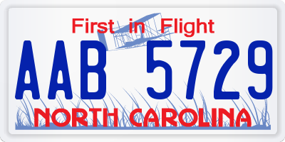 NC license plate AAB5729