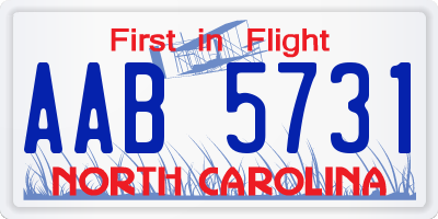 NC license plate AAB5731