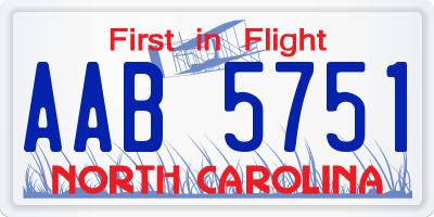 NC license plate AAB5751