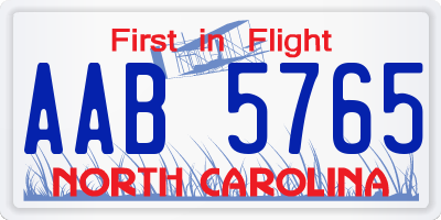 NC license plate AAB5765