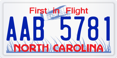 NC license plate AAB5781