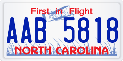 NC license plate AAB5818