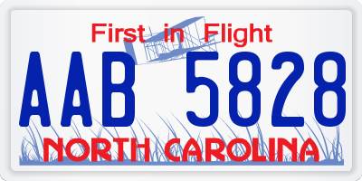 NC license plate AAB5828