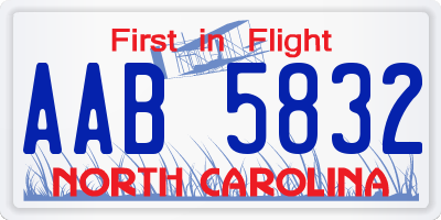 NC license plate AAB5832