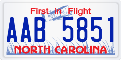 NC license plate AAB5851