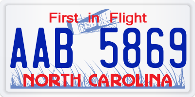 NC license plate AAB5869