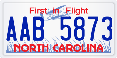 NC license plate AAB5873