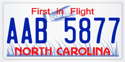 NC license plate AAB5877