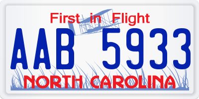 NC license plate AAB5933