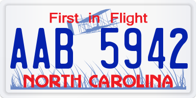 NC license plate AAB5942