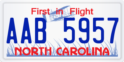 NC license plate AAB5957