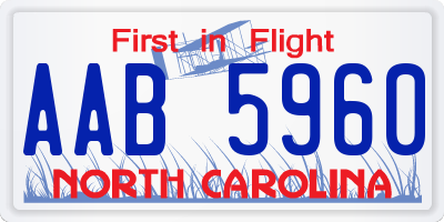 NC license plate AAB5960
